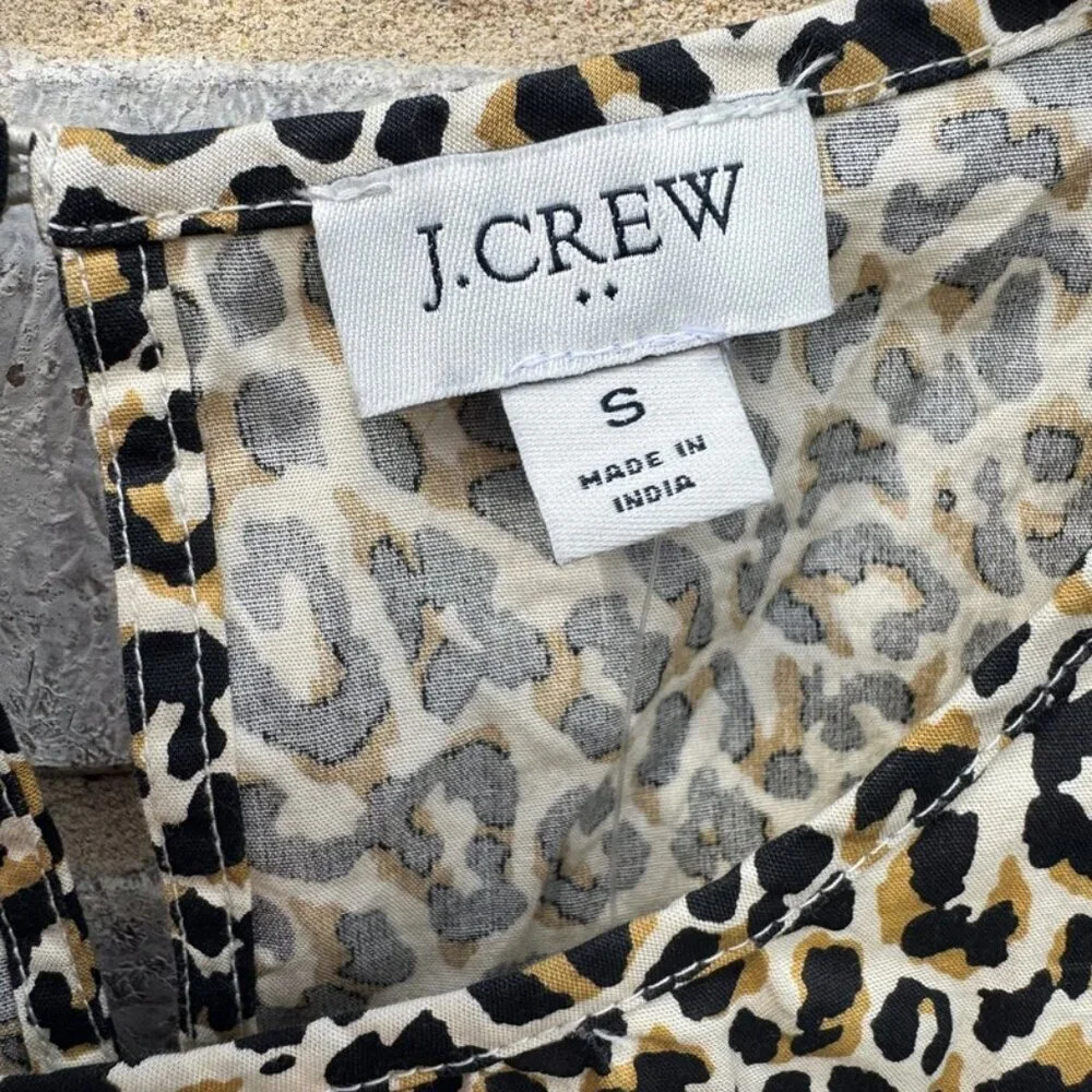 J. Crew Puff Sleeve Leopard Print Pullover Blouse Women's Size S